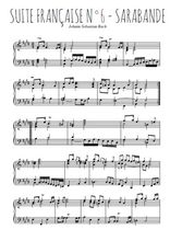 Téléchargez l'arrangement pour piano de la partition de Suite française N°6 Sarabande en PDF